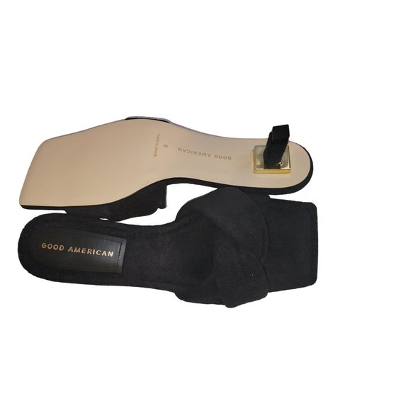 Good American Mule Heel Women Terry Cloth Black Size 9 GA353T-X - Picture 2 of 6